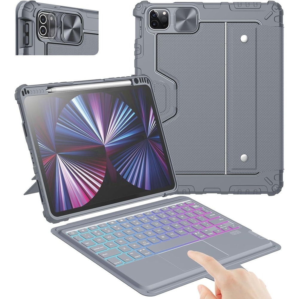 iPad Pro 11 iPad Air 5 4 Case with Keyboard Trackpad Backlit Nillkin Gray